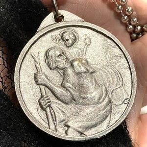 SAINT CHRISTOPHER/POPE VATICAN MEDALLION NECKLACE